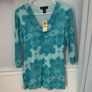 NWT beautiful I.N.C. Tunic Blouse bright blue
